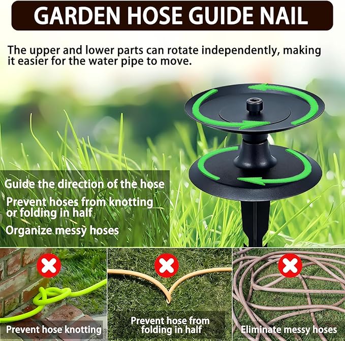 JMBay 4 PCS Garden Hose Guide Spike, Hose Guides for Garden Decorative, Heavy Duty Pure Metal Hose Guards for Garden, Rustproof Coated Garden Hose Stake for Yard Lawn, Durable Hose Roller Guide