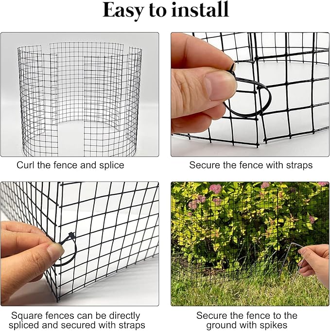 36 PCS Round Plant Protector from Animals, 12Pack 12'' x 12'' Metal Plant Cages，30Pcs Metal Mesh to Keep Animals Out, Garden Protection Bunny Barricades, Wire Plant Protectors for Rabbits Chicken Duck