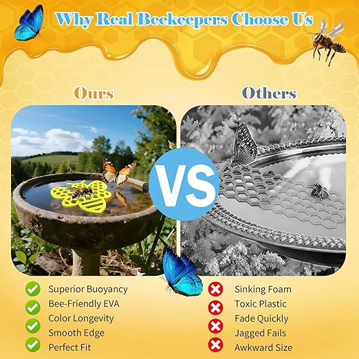 Floating Bee Island Watering Station - 5 Pack, Bee-Friendly EVA Foam, No Sinking, Drowning-Proof, Fade-Proof, Pre-Cut, Birdbath, Pools & Garden Hydration Solution for Pollinators (6.3 Inch)