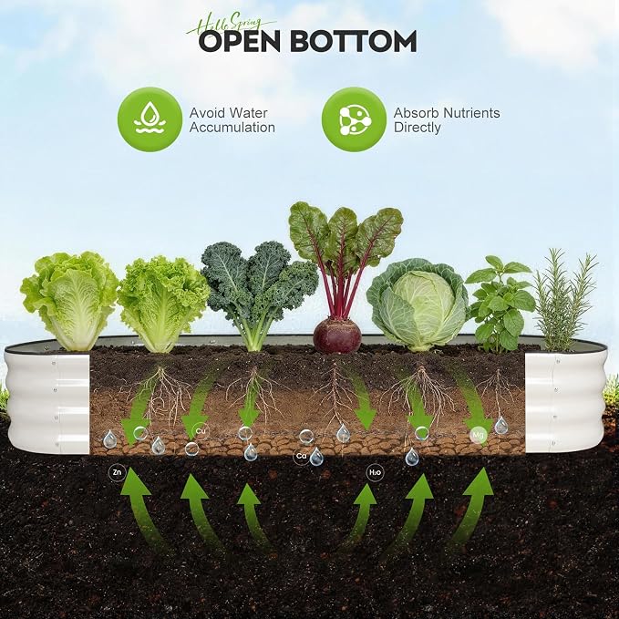 Galvanized Raised Garden Bed 2 Pack, 8x2x1ft Oval Metal Planter Box Outdoor with Support Rods & Corner Protection, Planter Beds for Vegetables, Fruits, Flowers (White)