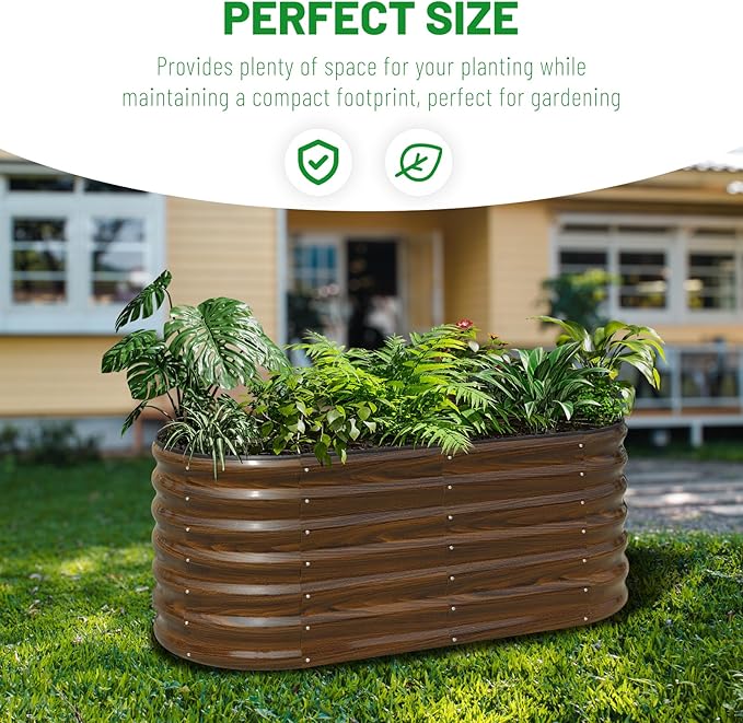 SnugNiture Galvanized Steel Raised Garden Bed Kit - 4x2x2 ft Large Metal Planter Box for Vegetables, Flowers, Herbs | Easy Assembly, Open Bottom Design