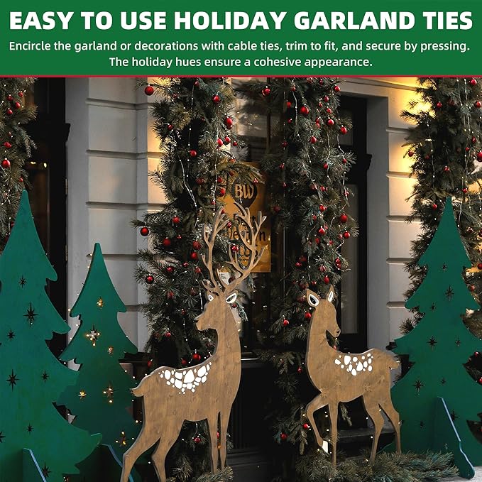 Garland Ties|Plant Ties|Adjustable Decoration Ties for Plant, Light, Stair, Banister, Tree &Wreaths|Durable &Easy to Use|50ft Roll Cut to Custom Length|Holiday Décor Hanger for DIY Decorating