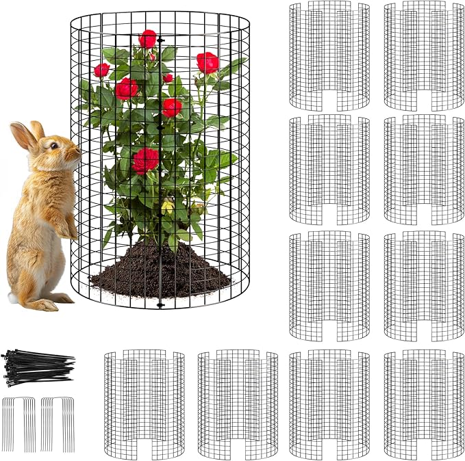 10 Pack Plant Protector from Animals, Wire Mesh Plant Cages for Garden – Sturdy Metal Plant Protectors to Keep Rabbits, Squirrels, and Animals Out– Ideal for Flowers, Outdoor Plants (13'' x 13'')