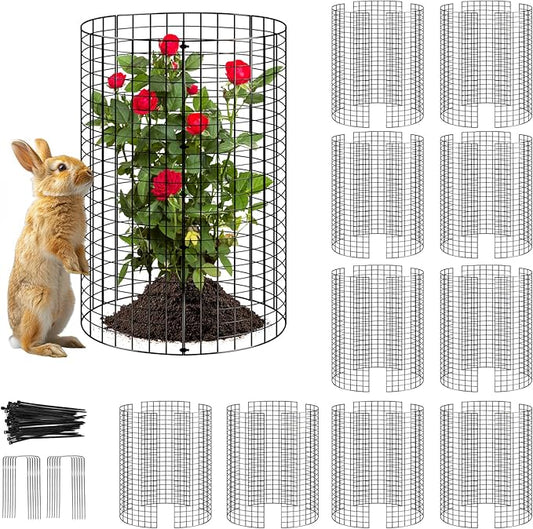 10 Pack Plant Protector from Animals, Wire Mesh Plant Cages for Garden – Sturdy Metal Plant Protectors to Keep Rabbits, Squirrels, and Animals Out– Ideal for Flowers, Outdoor Plants (13'' x 13'')