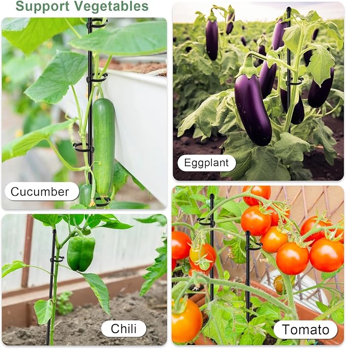 Plant Stakes 17 inch SupKing Support Stick Orchid Stakes with Clips 10Pcs Garden Plant Poles Extended to 3/4/5ft for Indoor Outdoor Potted Tomato Rose Amaryllis Vegetables Monstera -Black