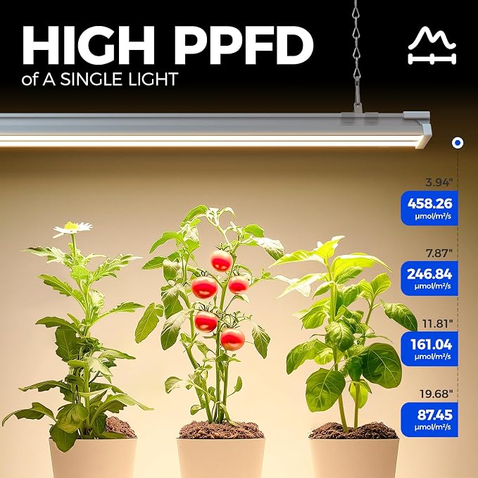 Barrina TX-S60 4FT Grow Light, 60W(420W Equivalent), Full Spectrum with 660nm Red LEDs, High PPFD, Linkable, Hanging Grow Lights with On/Off Switch for Indoor Plants, Greenhouse, Seeding, Veg, 1 Pack