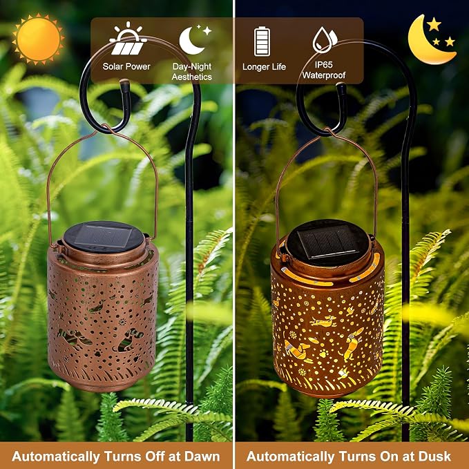 Dachshund Dog Solar Lanterns, Mothers Day Gifts for Mom Grandma Women, Gifts for Dog Lovers, Outdoor Waterproof Hanging Garden Decor for Patio Yard