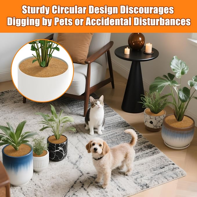 10 Inch Coconut Fiber Mulch Ring, 3 Pcs Tree Protector Mats, Coco Coir Mulch Mat Tree Guards, Plants Disc Soil Cover for Landscaping and Indoor Outdoor Gardening Pot