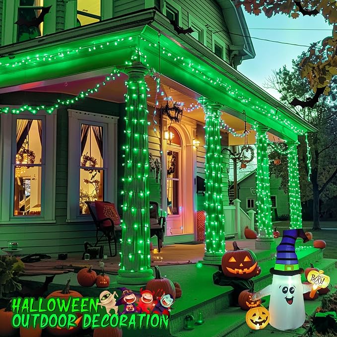 JMEXSUSS 200 LED Green Christmas String Lights Indoor Outdoor Clear Wire | Connectable, Plug in, for Halloween Christmas St Patricks Day Spring Tree Garden Decor
