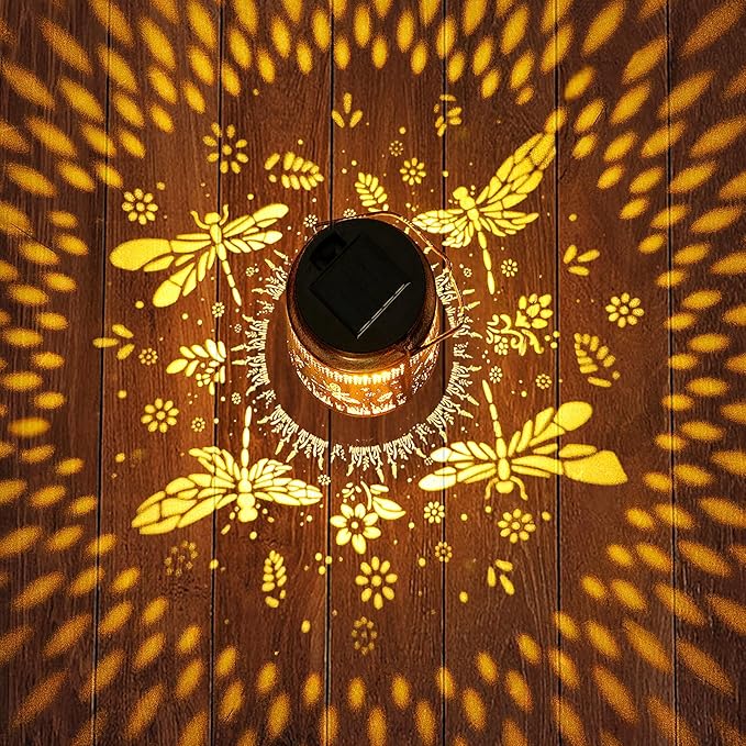 Solar Lanterns Outdoor Waterproof Dragonfly Garden Decor, Birthday Gifts for Women Mom Grandma, Hanging Solar Lights Metal LED Decoration with Shepherd Hook Outside for Yard Patio Lawn Porch