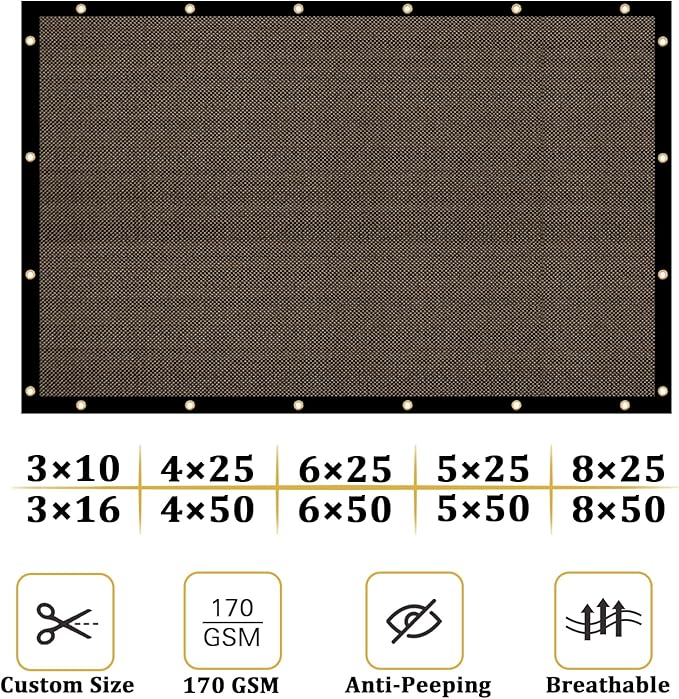Shade&Beyond 3' X 10' Fence Privacy Screen Heavy Duty 170 GSM Fencing Mesh Shade Net Cover for Wall Garden Back Yard Outdoor Home Decoration, Brown