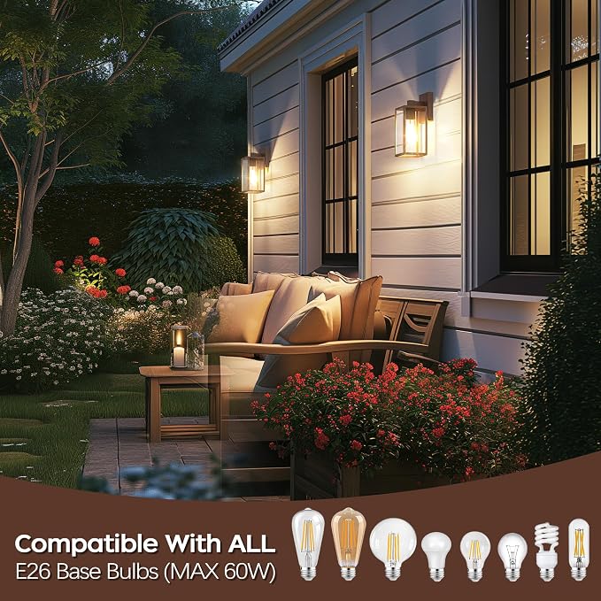 Oil Rubbed Bronze Outdoor Front Porch Light Fixture Wall Mount, LED Exterior lighting fixtures, Waterproof Wall Sconce Lantern Lamp, Outside Coach Lights for House, Patio, Garage, Doorway, Entryway