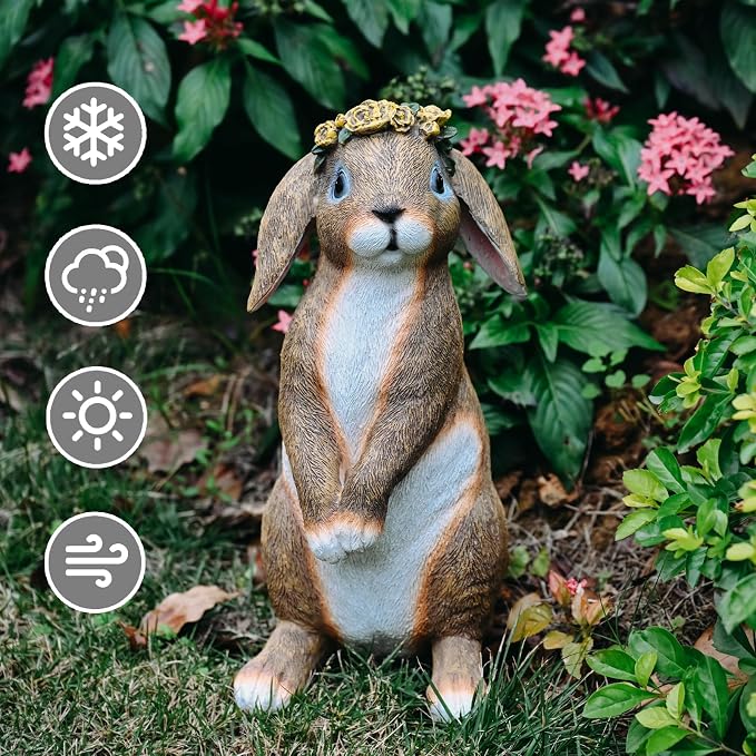 Bunny Garden Statue,Funny Rabbit Figurines Resin Animals Outdoor Statue Bunny Figurines for Yard Porch Patio, Easter Lawn Decorations Gifts for Grandma Mom Dad Women,11.2In