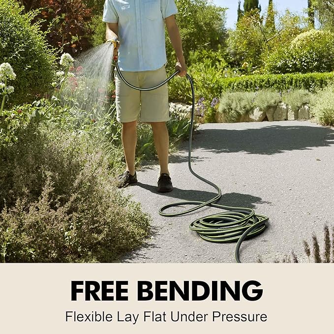 Lightweight Short Garden Hose Leader 5ft, 5/8" Hybrid Rubber Short Hose with Solid Brass Fitting, Male to Female Connectors