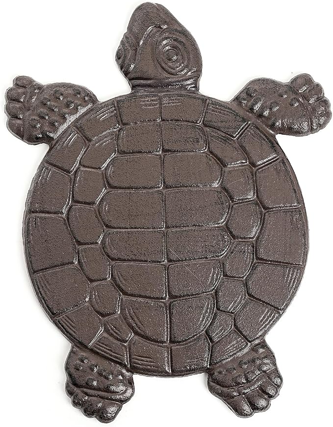 Sungmor Cast Iron Turtle Stepping Stones, Sturdy Metal Stepping Mat for Front Door, Outdoor Walkway Decorative Statue, Garden Path Pavers for Yard Lawn Landscaping