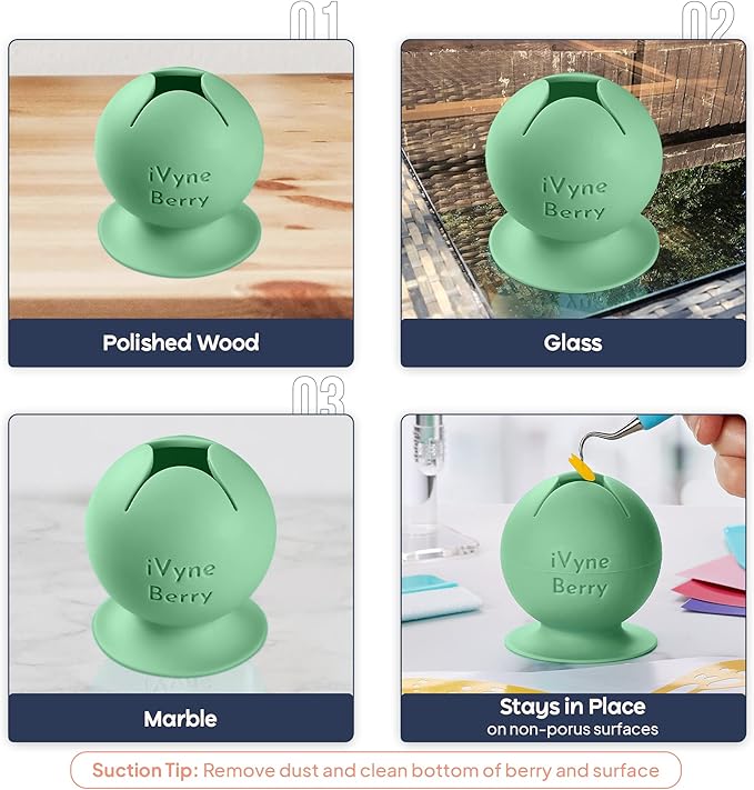 iVyne Berry and Silicone Weeding Tools - Suction Weeder, Craft Tweezer, Scrap Collector Holder, Vinyl Weeding Tool Kit for Cricut, Silhouette Accessories - Green