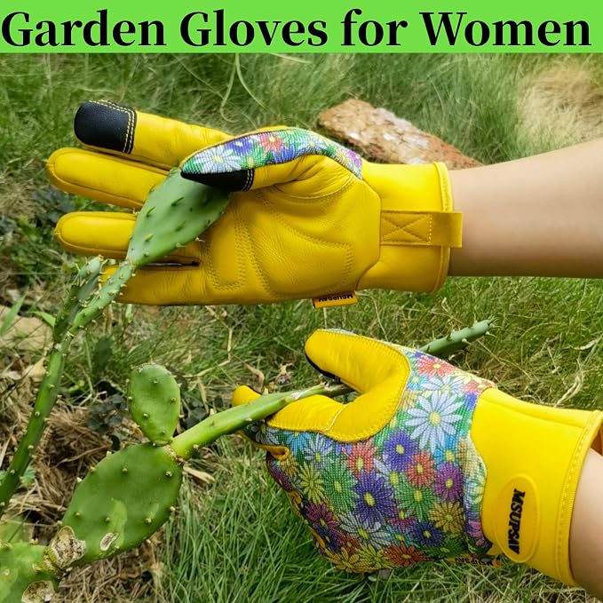 Gardening Gloves,Women Yard Work Garden Glove,Gifts | Thorn Proof,Puncture Resistant,Touchscreen,Gift,Leather,Spandex