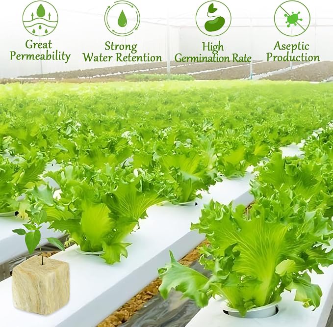 Legigo 1.2 Inch Rockwool Cubes Seed Starter Plugs for Hydroponics, RockWool Planting Grow Cubes for Hydroponic Tower Garden Soilless Cultivation Plants Germination Cutting Clone (4 Sheet, 144 Plugs)