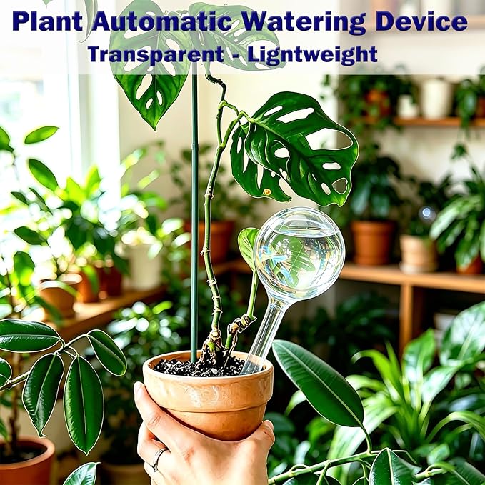 Kingbow Plant Self Watering Globes, Large 12pcs Durable Self Watering Bulb Up to 5 Days of Irrigation for Outdoor Indoor Plant, Automatic Plant Waterer Stake Ideal for Vacation & Daily Plant Care