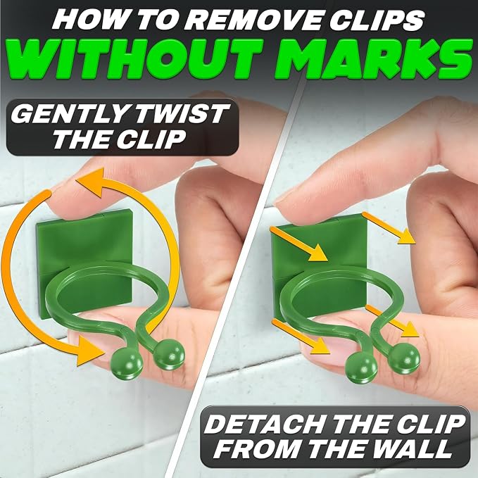 110 Pcs Wall Plant Clips for Climbing Plants - Self-Adhesive Climbing Plant Wall Clips for Vines and Cords Organization - 40 Small, 40 Medium, and 30 Large Sizes in One Set, for Indoor and Outdoor Use