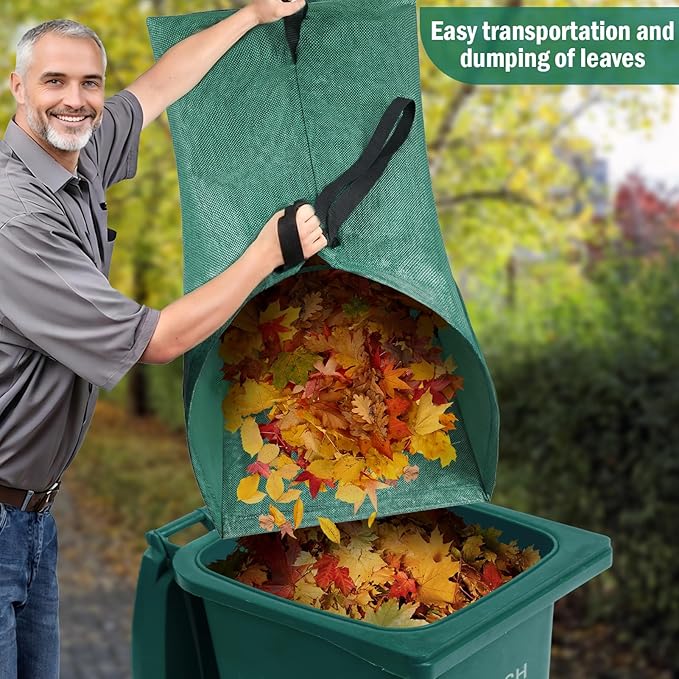 60 Gallon Leaf Collector,Collapsible Lawn & Leaf Bag,Heavy Leaves Pick up Tool Reusable Yard Waste Bags,Large Yard Dustpan Type Garden Bag for Leaves,Debris,Grass,Clippings,Lawn Trash