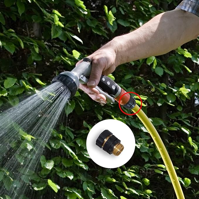 Hourleey Garden Hose Quick Connector, 3/4 Inch Male and Female Garden Hose Fitting Quick Connector, 3 Set