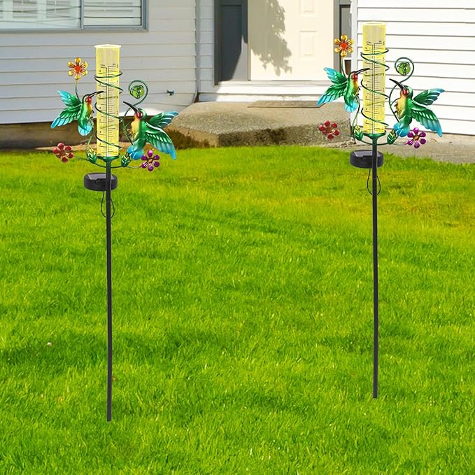 Hummingbird Rain Gauge Outdoor for Measuring Precipitation, Accurate Rain Gauges Outdoors Best Rated Unbreakable for Yard Garden Decoration