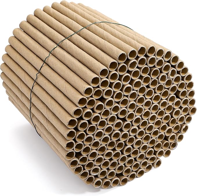 Frcctre 200 Pack Mason Bee House Tubes, 6 Inch Long x 5/16 Inch Diameter Cardboard Nesting Refill Inserts Liners Tubes for Mason Bee House Hotel Condo Beekeeper Accessory