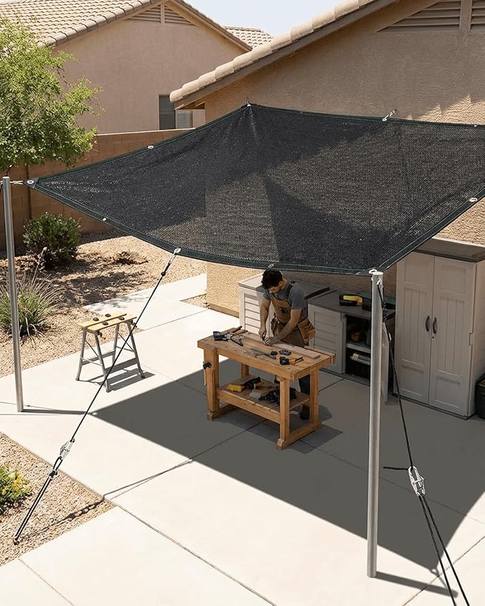vensovo 90% Shade Cloth Netting with Grommets,6.5x6.5 Ft HDPE Heavy Duty Shade Mesh for Outdoor Use, Chicken Coop, Dog Kennel Cover, Greenhouse