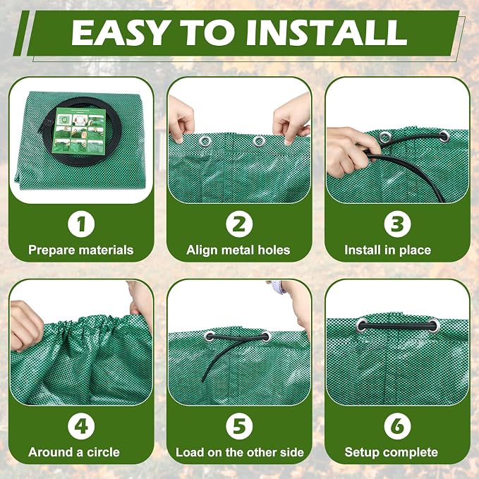 63 Gallons Lawn and Leaf Bags,Reusable Yard Waste Bags with Gardening Gloves,Heavy Duty Garden Bags with 4 Handles for Lawn Care, Camping & Recycling(3 Pack）