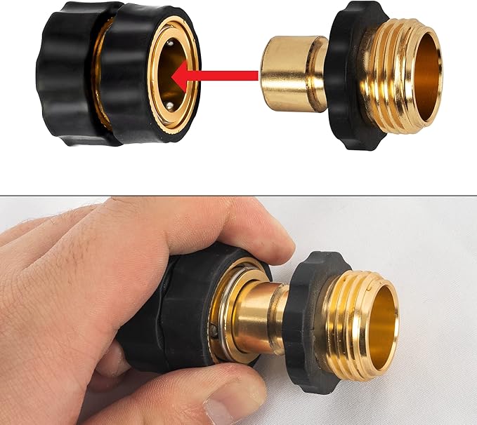 Xiny Tool 3/4 Inch Garden Hose Quick Connect, Quick Connect Garden Hose Fittings, Male and Female Water Quick Release Hose Connector (6 Pack)