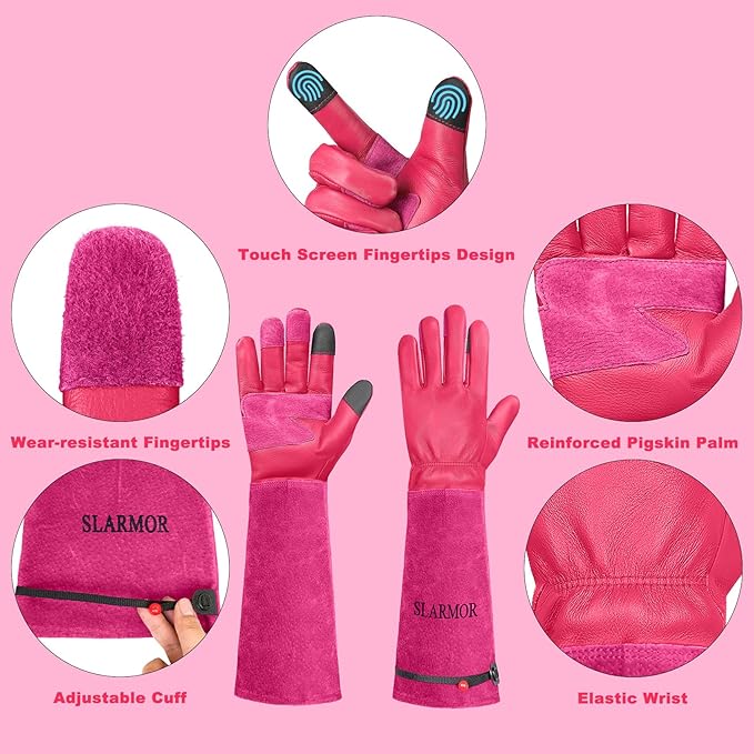 Long Gardening-Gloves Women/Men-Thorn proof Rose Pruning Heavy Duty Gauntlet, Best Garden Gifts for Gardener-L