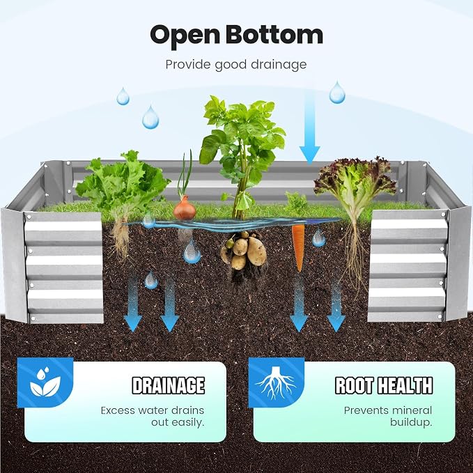 Quictent Raised Garden Bed with Cover Outdoor Galvanized Metal Planter Box Kit, w/ 2 Large Screen Windows Mini Greenhouse 20pcs T Tags 1 Pair of Gloves Included for Growing Vegetables 6x3x1ft (Clear)