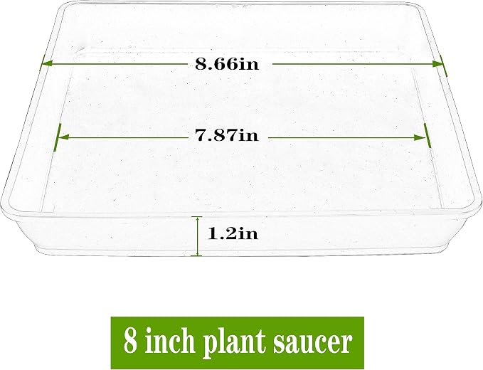 LWALRS 5 Pack Square Plant Saucer 8 Inch,Plant Water Catcher Tray, Heavy Plastic Plant Trays for Pots Pots Base Plant Saucers for Indoors and Outdoors, Pot Saucers for Plants.
