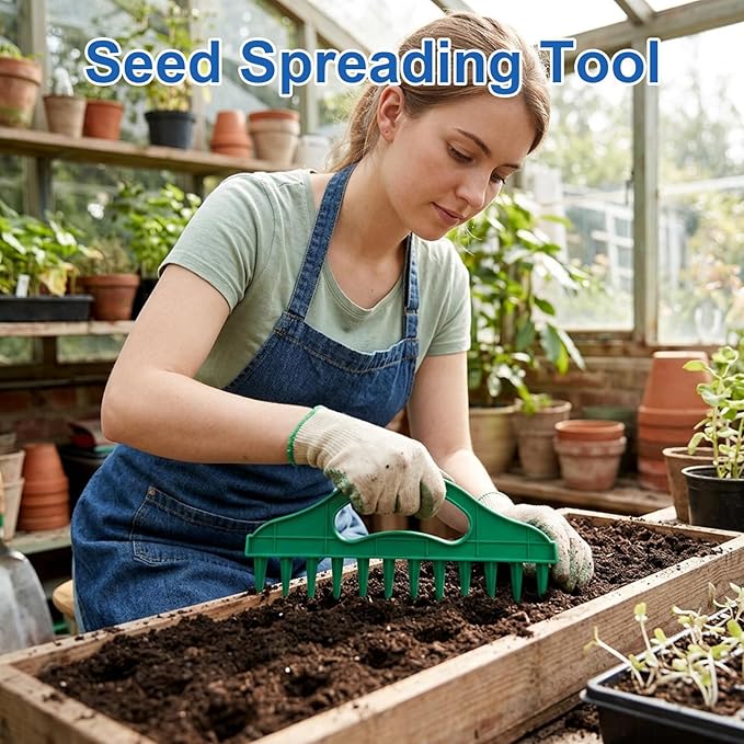 7-Piece 10inch Seed Spacing Set, Seed Planter Tool, Handheld Gardening Tool with Adjustable Seed Dispenser, Plastic Construction for Precision Planting and Garden Maintenance