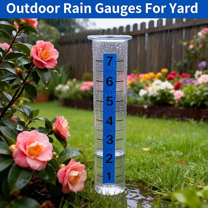 TBWHL Plastic Rain Gauge Replacement Tube 7" Easy to Read Freeze Proof Rain Gauges Outdoors Best Rated for Garden, Yard, Patio, 8.26 x 2.26 x 1.77 inches Cold Resistance Crack Resistance for Outdoor