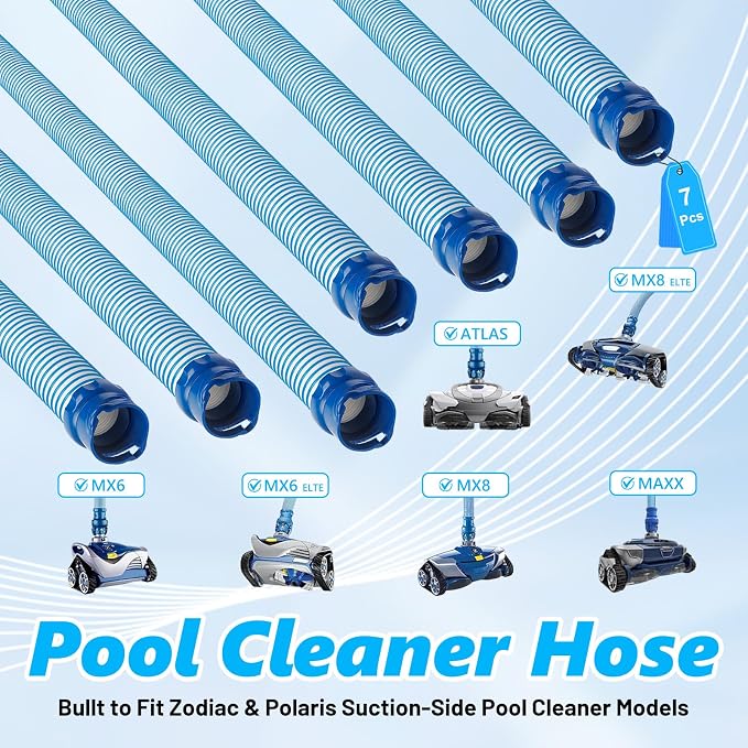 7 Pack R0527700 Pool Cleaner Hose Replacement Kit for Zodiac Baracuda MX6 X7 T3 T5 Swimming Pool Cleaner, 39 Inch Twist Lock Pool Vacuum Hose
