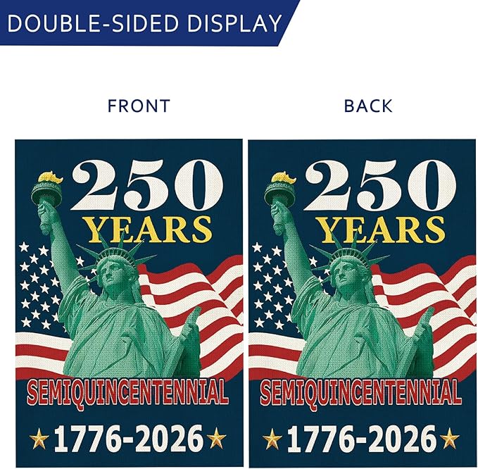 250 Anniversary Usa Garden Flags for Outside, 250 Anniversary USA Flag with Statue of Liberty Design, 1776-2026 Patriotic 4th of July Decorations Yard Sign Double-Sided Waterproof Flag 12x18 Inch 250 Year American Flag