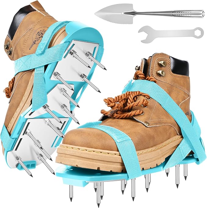 Miuwauer Lawn Aerator Shoes (Upgrade Version (Aluminum Alloy Sole), Blue-Blue)