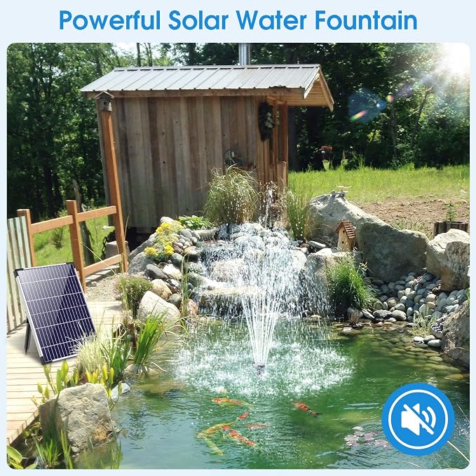 POPOSOAP 12W Solar Water Fountain Pump, Solar Water Pump with Flow Adjustable, Solar Pond Pump with Water Shortage Protection & 16.5FT Cord for Ponds, Garden, Waterfall, Hydroponics-P112H