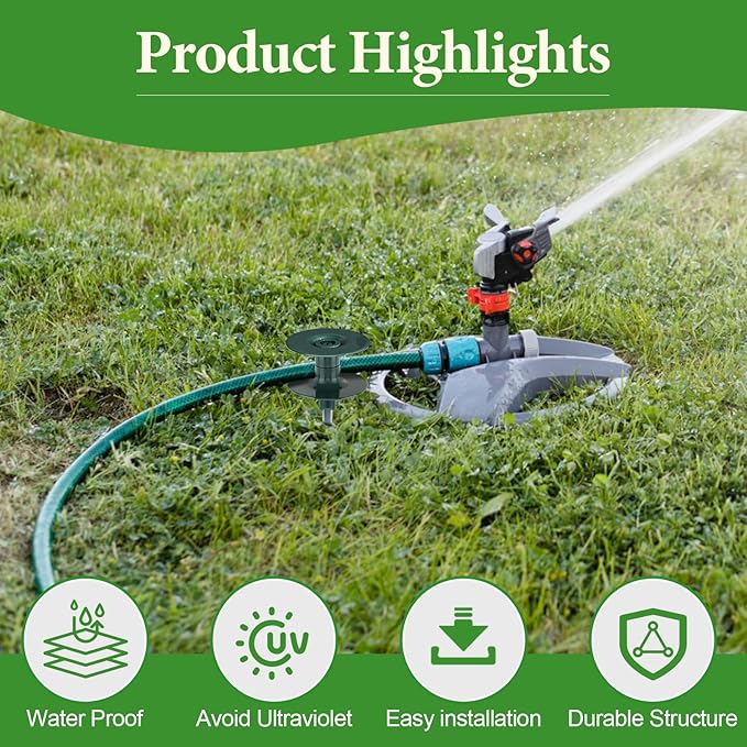 2 Pcs Garden Hose Guide Spike, 10 Inch Hose Guides for Garden Heavy Duty, Rust Free Zink Sturdy Metal Stake with Heavy Spin Top, Keeps Garden Hose Out of Flower Beds for Plant Protection