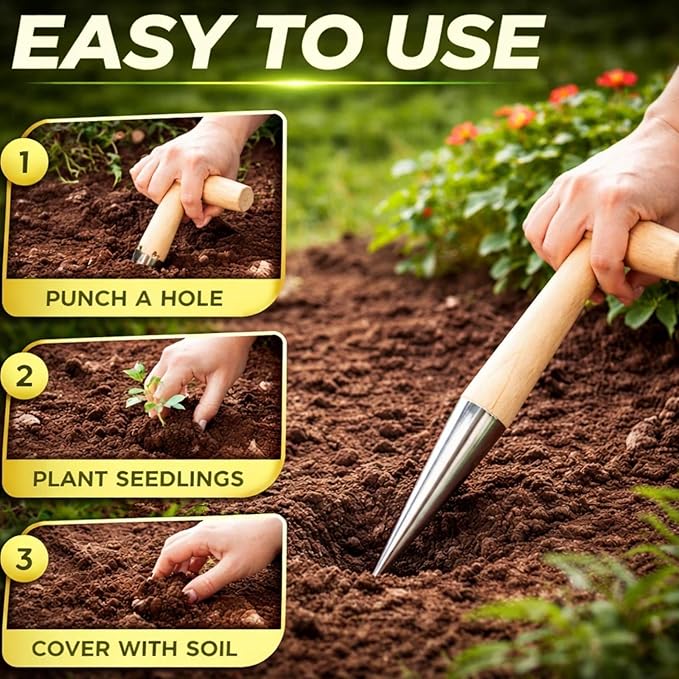 Plant Hole Digger, Handheld Dibbler, Hole Digger for Plants, Seed Planter Garden Tool, Dibber for Easy Planting (1 PC)