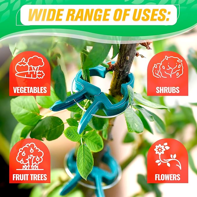 60 Pcs Garden Clips for Tomatoes in 2 Sizes (20 Large / 40 Small) - Plastic Tomato Clips for Garden with Reinforced Spring for Vines, Reusable and Waterproof - Suitable for Vegetables and Flowers