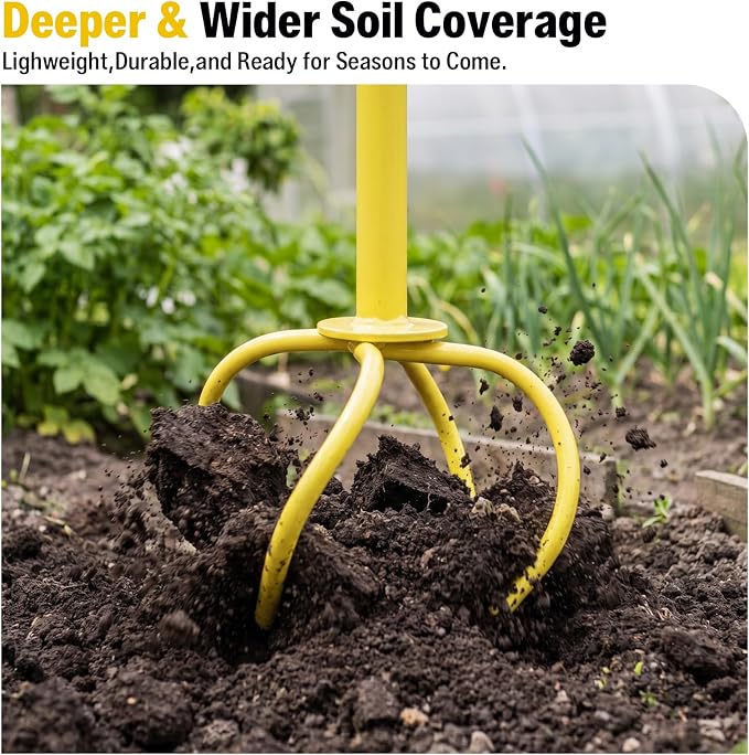 Garden Twist Tiller Manual Hand Tiller, Garden Claw Cultivator with Ergomomic Handle, Big Claw Steel Cultivator, Garden Tool Lawn Aerator Soil Loosener for Plant Box Garden Bed
