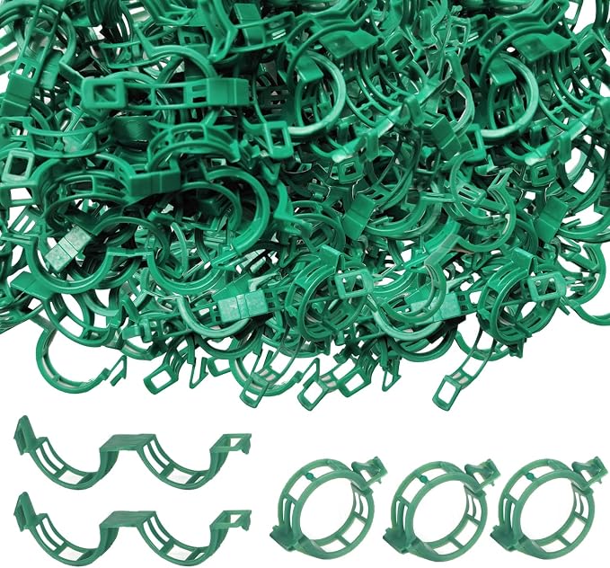 150PK Plant Support Clips - Tomato Clips for String Trellis, Grape Vine Clips for Garden Netting Climbing Plants, Secured Plastic Plant Clip for Fixing Stem and Vine
