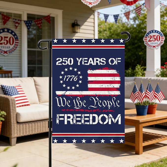 250 Anniversary Usa Garden Flags for Outside, 250 Anniversary USA Flag 1776-2026 Commemorative Patriotic 250 Year Banner Yard Sign 4th of July Decorations Freedom Double-Sided Waterproof Flag We The People ith Stars Stripes 250 Year American Flag 12x18...