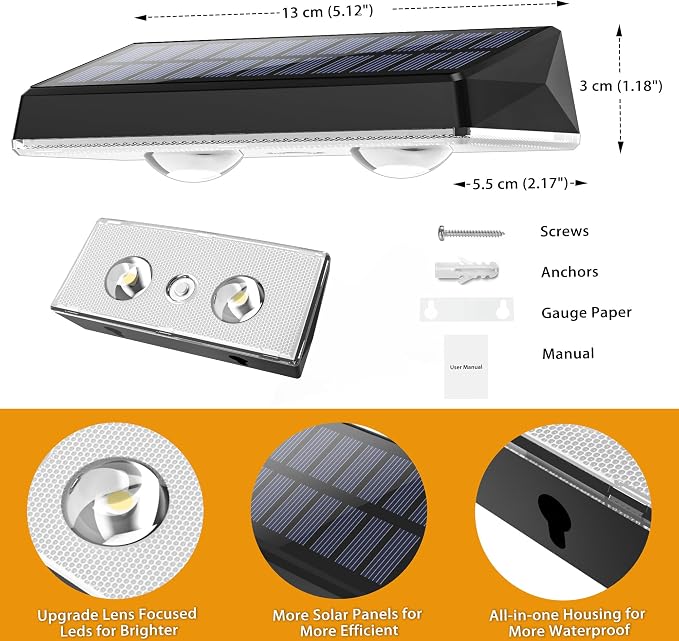 Solar Fence Lights Outdoor, 8 Pack Fence Lights Solar Powered, 3 Color Modes Warm/Natural/Cool White (3000K/4000K/6000K), IP67 Waterproof Dusk to Dawn Solar Lights for Fence, Backyard, Patio, Deck
