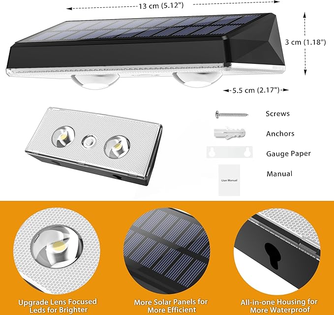 Solar Fence Lights Outdoor, 12-Pack 120LM Fence Lights Solar Powered, IP67 Waterproof Dusk to Dawn Auto On/Off 12+ Hours for Outside/Backyard/Wall/Step/Patio/Deck/Pool (3000K/4000K/6000K White)
