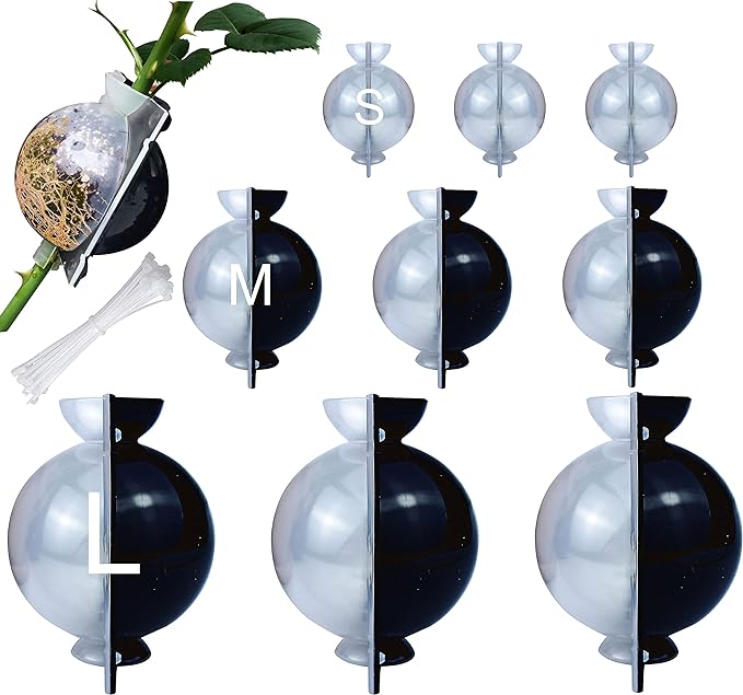 MIIIM 9 PCS Air Layering Propagation Kit, Reusable Half Clear Grafting Ball, Air Layering Pods Clear, Plant Rooting Ball for Fast Propagation (S+M+L)
