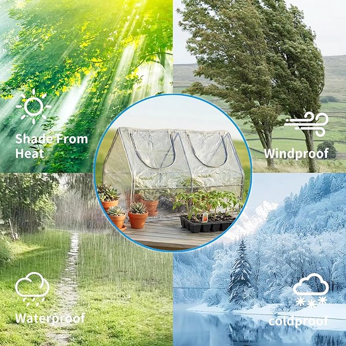 Portable Mini Greenhouse, 47"x24"x24" Greenhouses for Outdoors with PVC Cover and Dual Zipper Doors,Green House Cover for Raised Garden Bed,Garden Bed Cover for Plants Outdoor